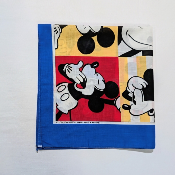 Disney Mickey Mouse Handkerchief Scarf Bandana Red Blue USA By J.A. Woronowicz - Picture 4 of 10